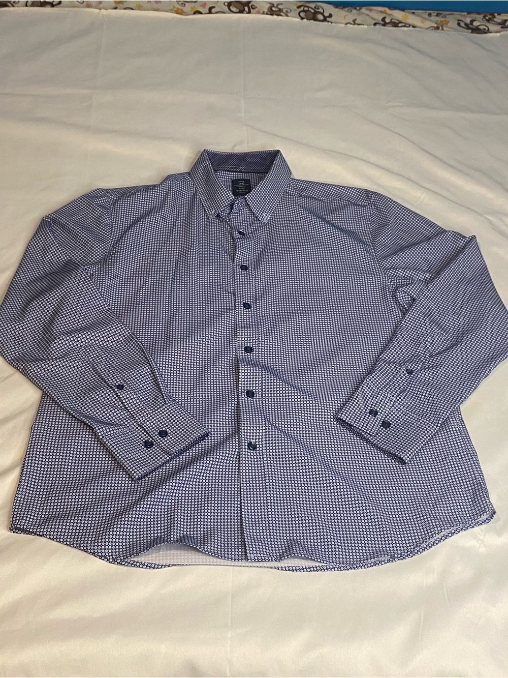 Men's Casual Button-Down Collar Shirt by Michael Strahan Size L Navy Blue New